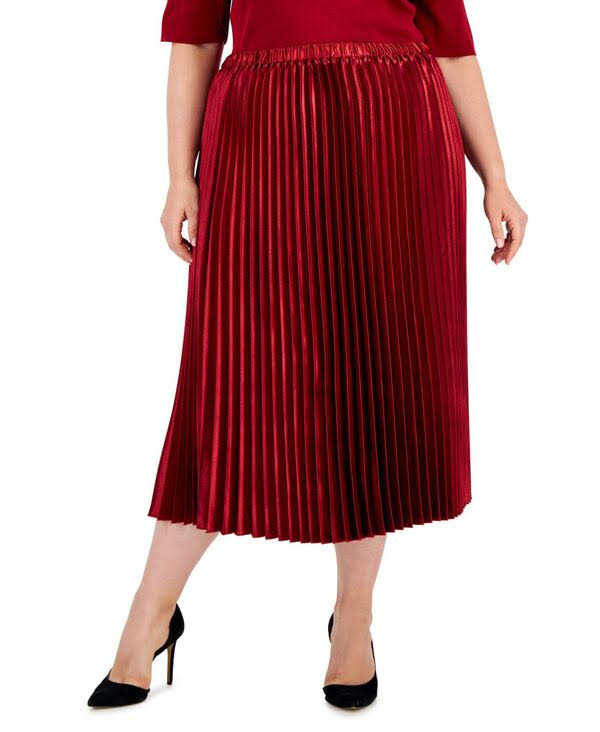 Anne Klein Pull On Pleated Skirt Chianti / QS_BMHLDZ8U