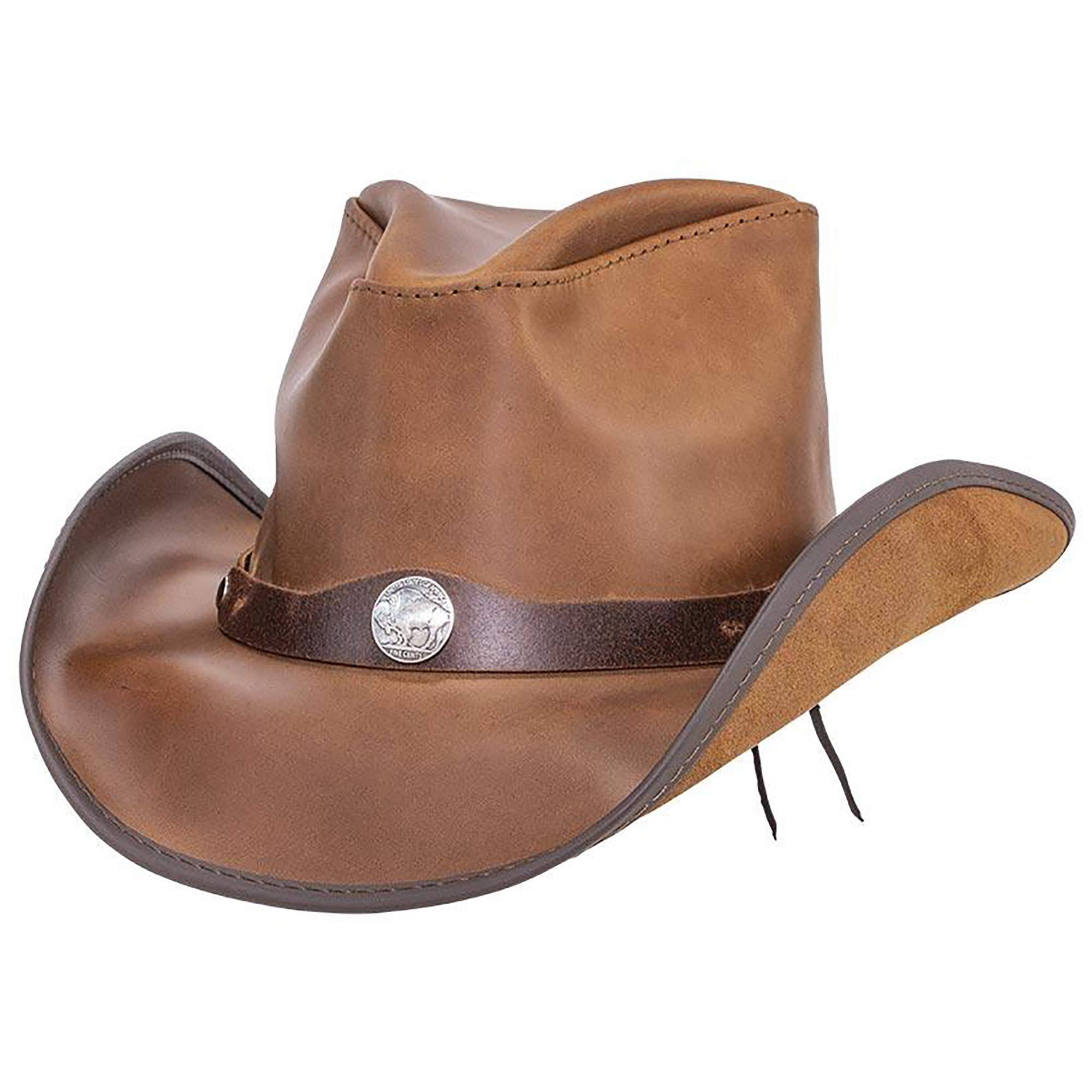 New American Hat Makers Cyclone-Ranger Band Western Cowboy Leather Hats, Burnt DC_NYISTTFA