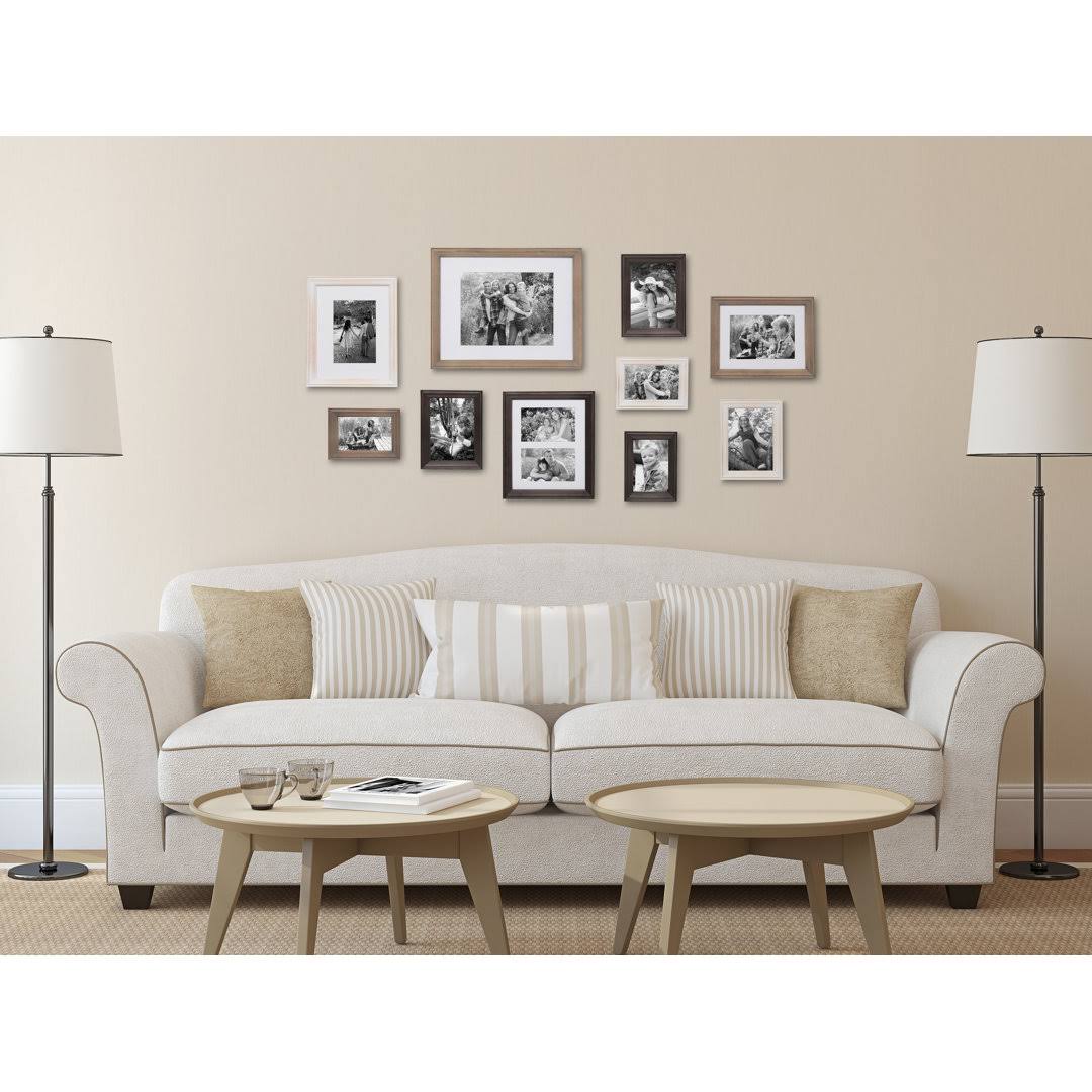 10 Piece Rayburn Gallery Picture Frame Set Three Posts Color: White Wash/Charcoal Gray/Rustic WK_C7TCTA4Y