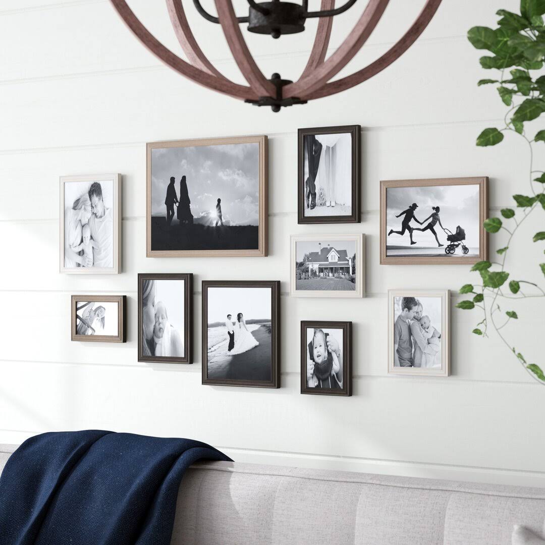 10 Piece Rayburn Gallery Picture Frame Set Three Posts Color: White Wash/Charcoal Gray/Rustic WK_C7TCTA4Y