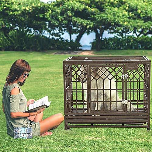 Smonter 38 Heavy Duty Strong Metal Dog Cage Pet Kennel Crate Playpen With Wheels, Y Shape, GM_D5URXTEJ