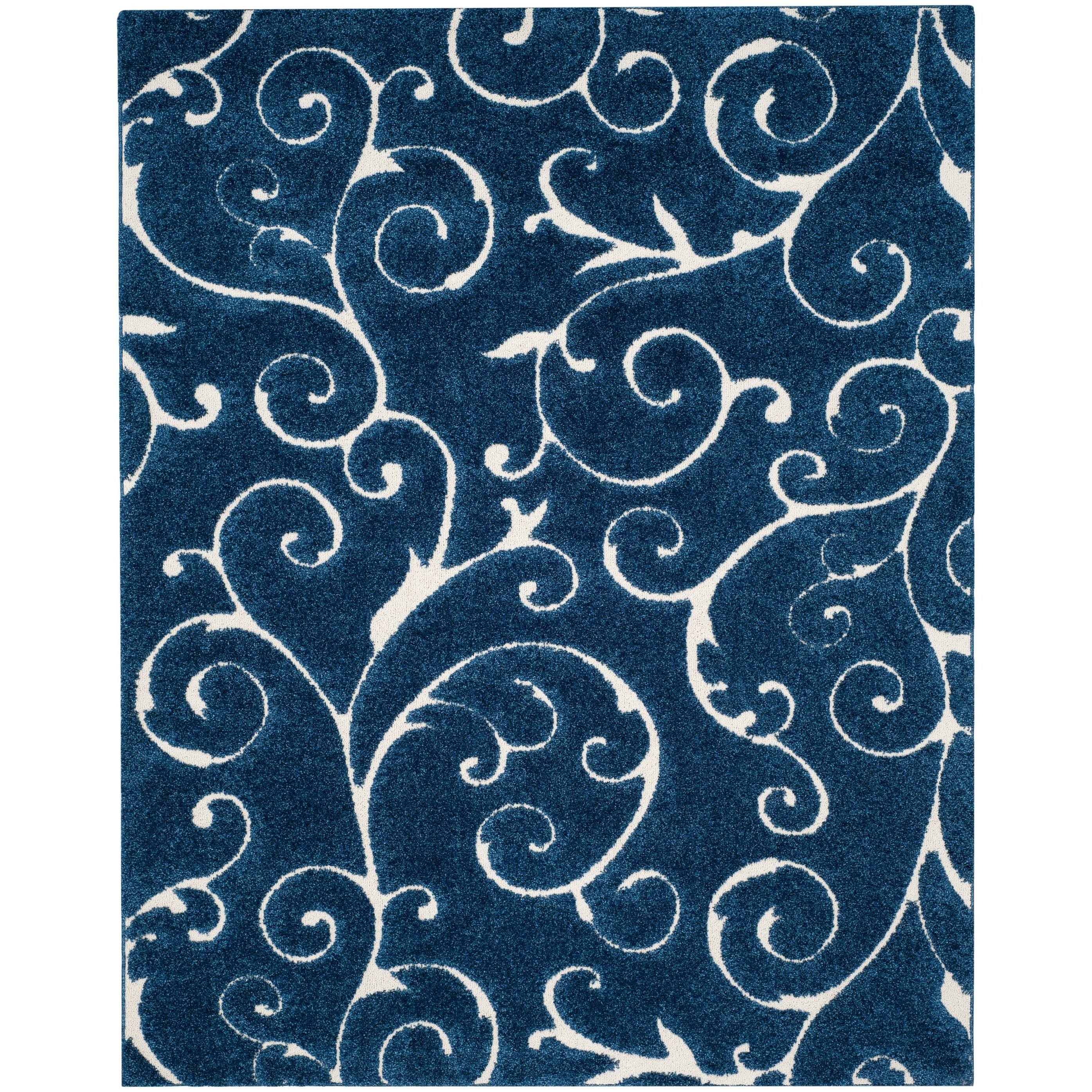 Safavieh Florida Shag Sg455-6511 3'3 X 5'3 Dark Blue / Cream Area 8X_FDSQPWK1