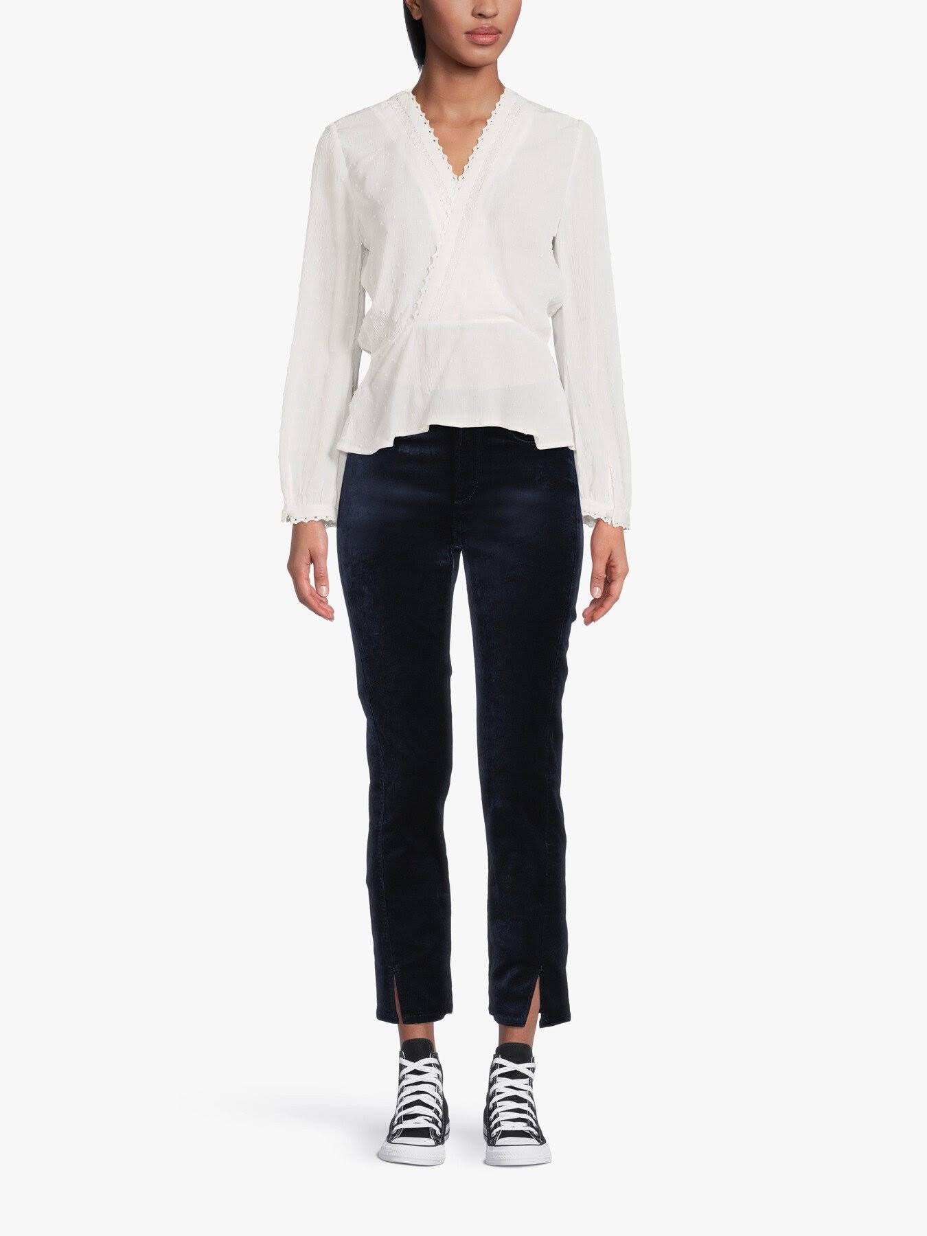 Paige Women's Cindy Velvet Twisted Seam High Rise Straight QT_D9JRCCYG