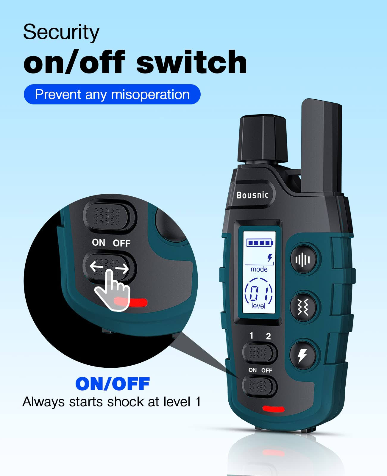 Bousnic Dog Shock Collar - 3300ft Dog Training Collar With Remote For 5-120lbs Small Medium Large Dogs Rechargeable Waterproof XV_HAB07JJ4