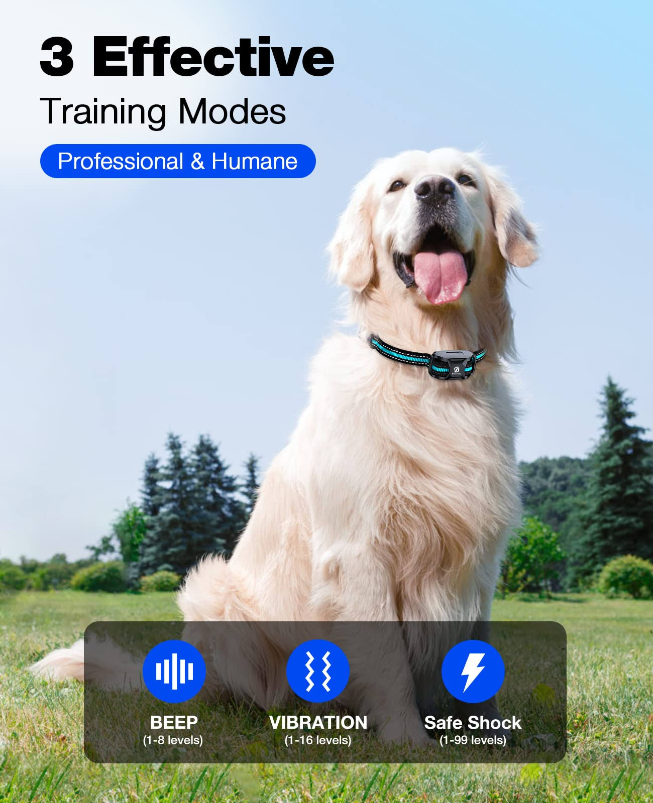 Bousnic Dog Shock Collar - 3300ft Dog Training Collar With Remote For 5-120lbs Small Medium Large Dogs Rechargeable Waterproof XV_HAB07JJ4