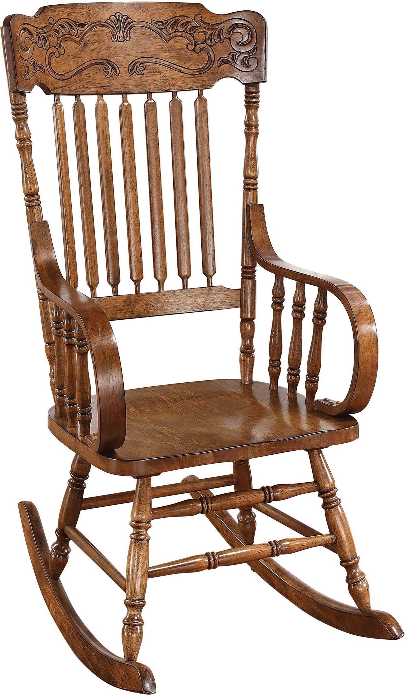 Coaster Windsor Rocker With Ornamental Headrest In Warm Brown - MC_ORSRFZXO
