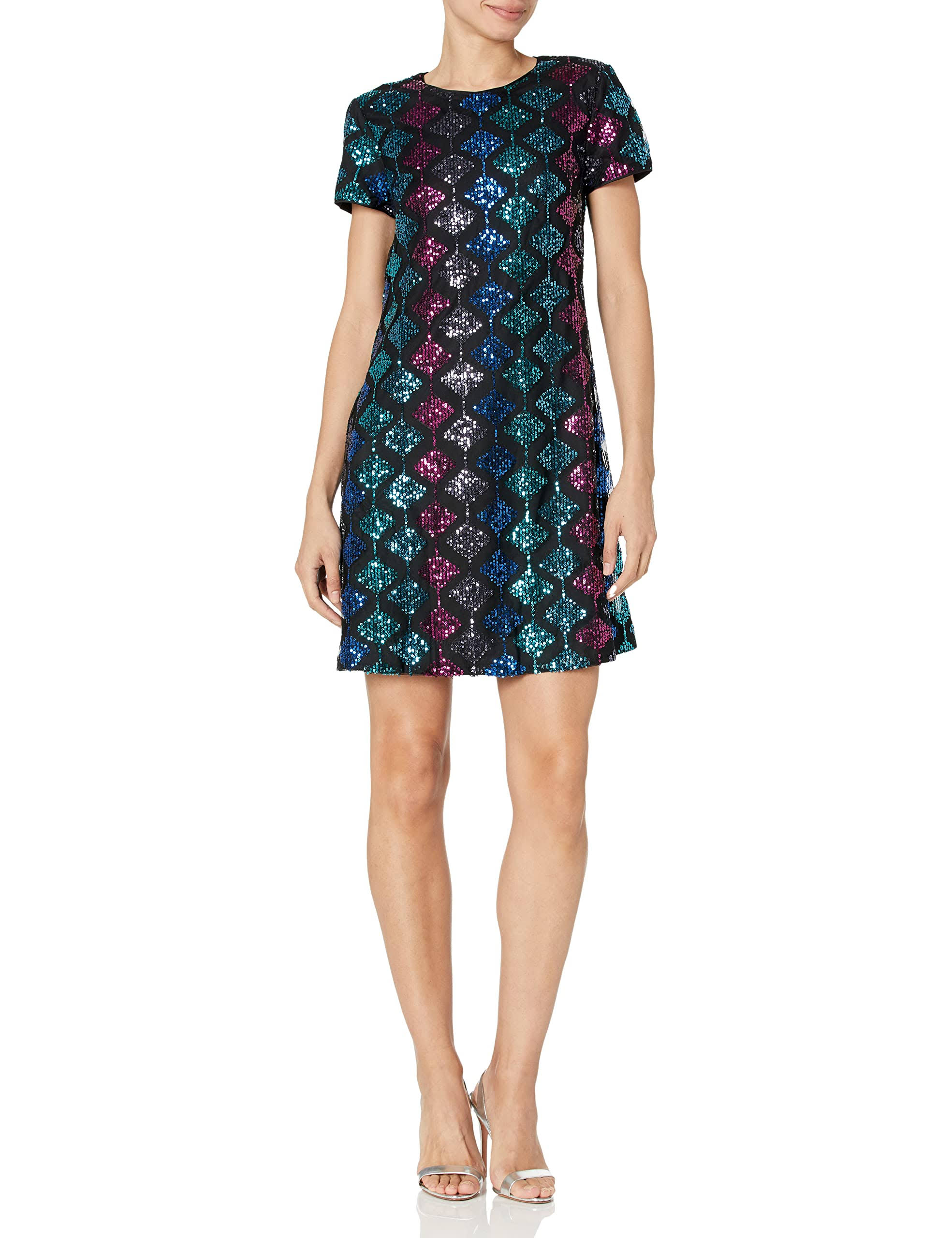 London Times Diamond Sequin T-Shirt Dress, Size 4, 0K_UOFCWYV4