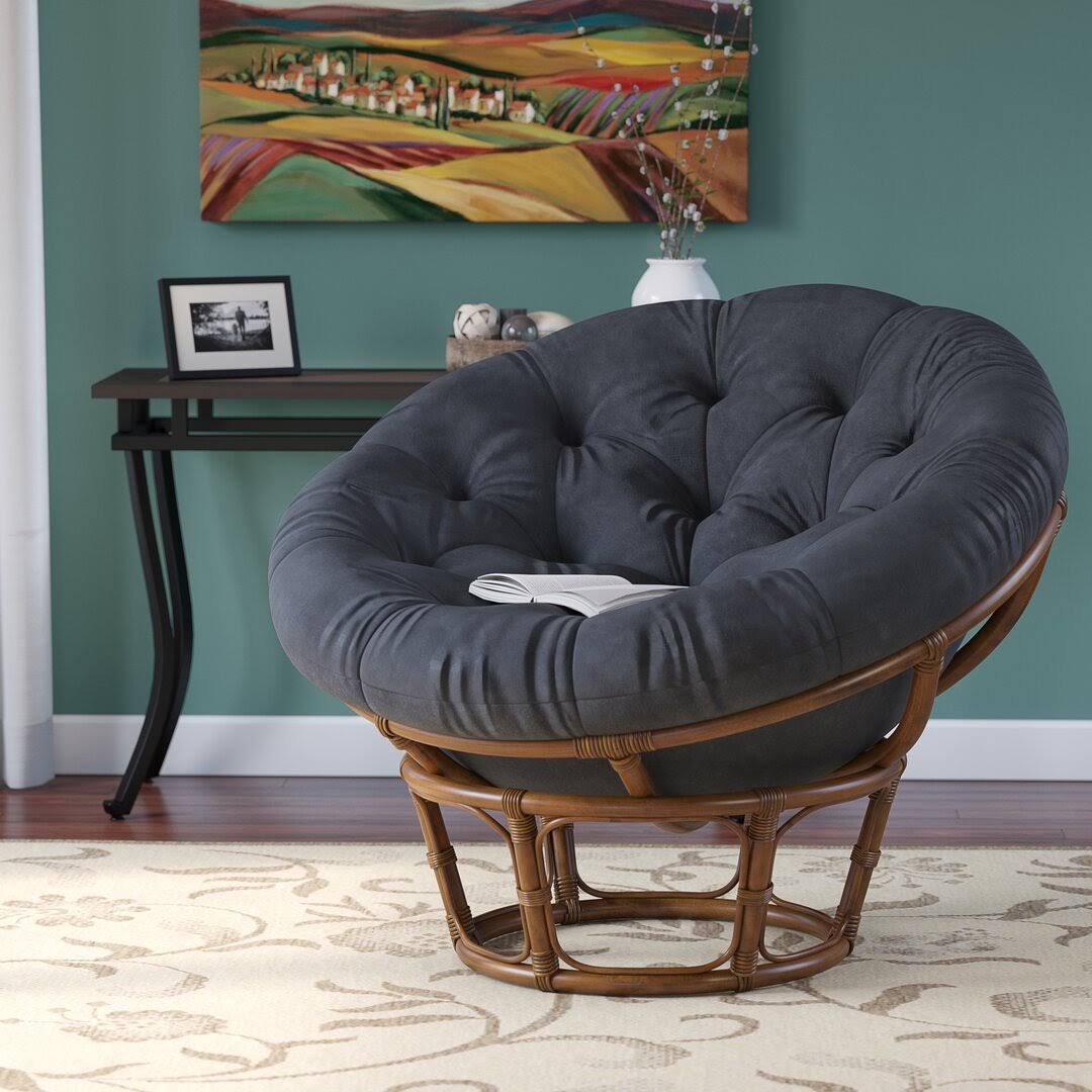 Beachcrest Home Decker Rattan Papasan Chair With Cushion Upholstery: Mojito N5_UENEFY5D
