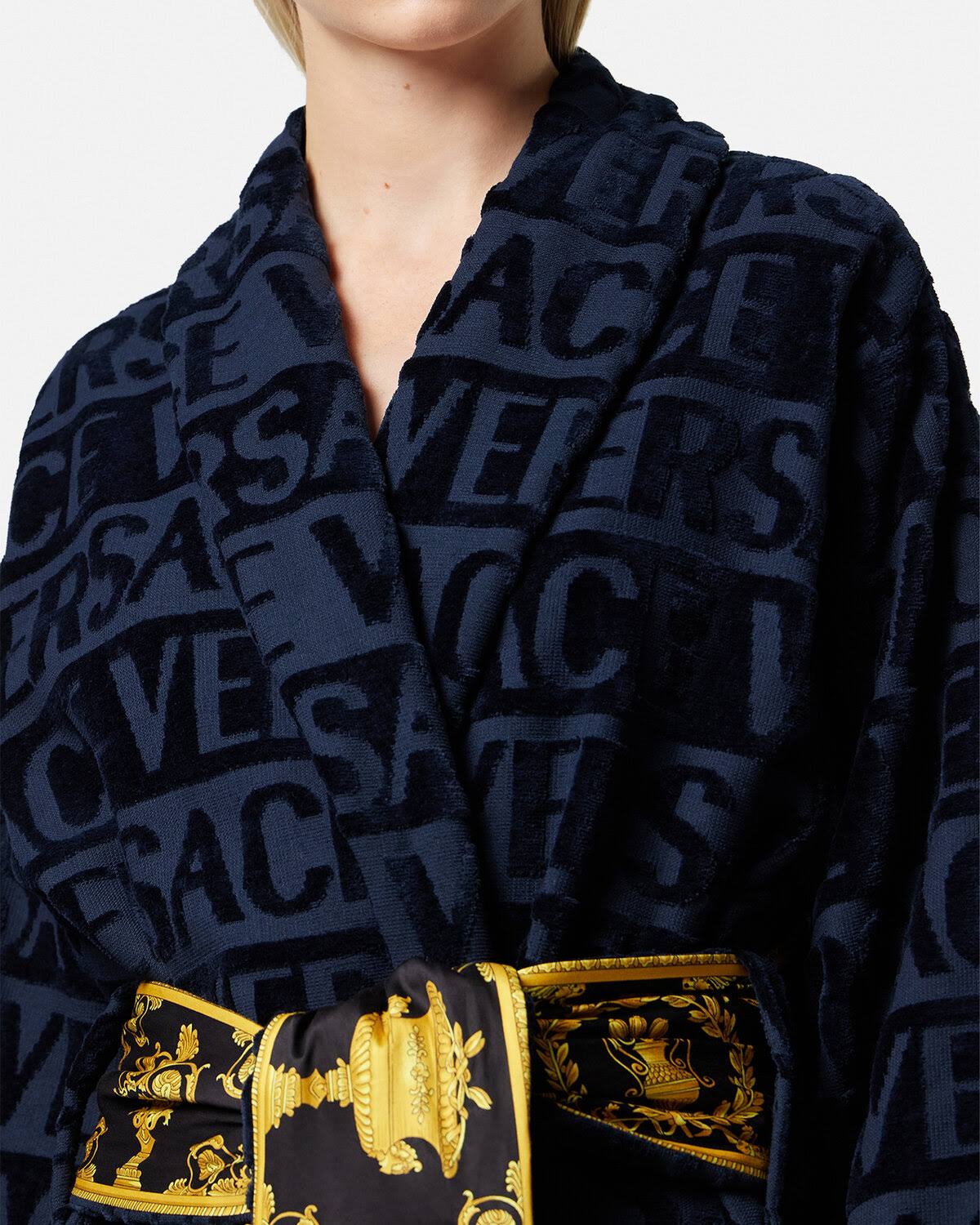 Versace I Baroque Bathrobe, Unisex, Blue, G1_KEHH2MZP
