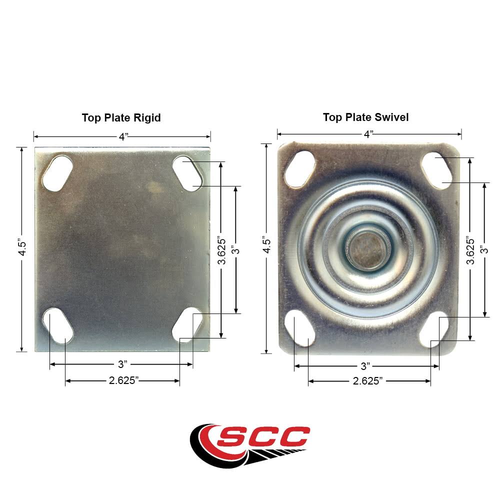 Service Caster - 5 Heavy Duty Polyurethane Wheel Caster Set Of 4 - With 2 Rigid/2 Swivel W/Top ID_X6GFQAEX