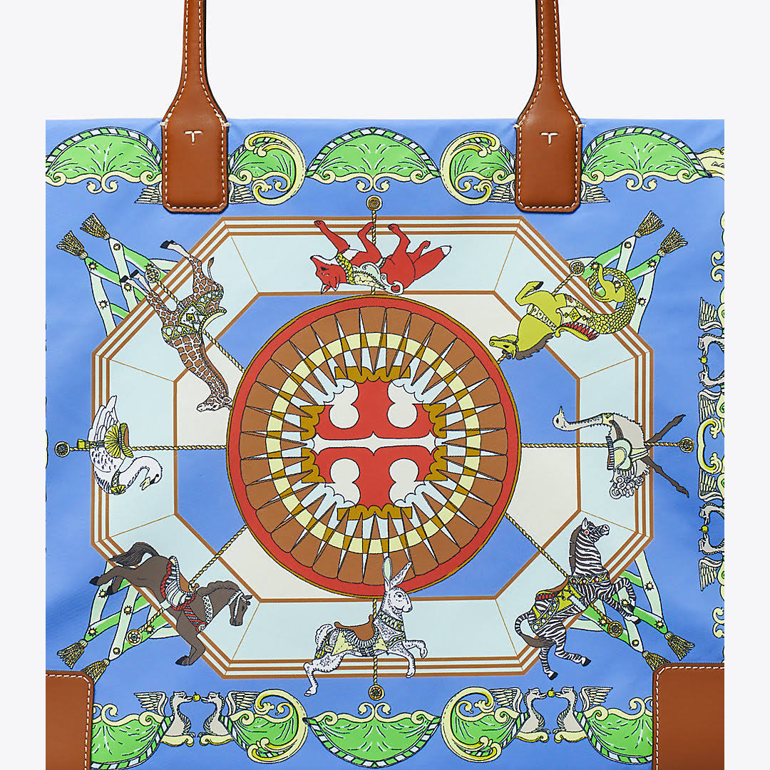 Tory Burch Women's Ella Printed Tote In Blue Carousel, One P5_WERKCUBM