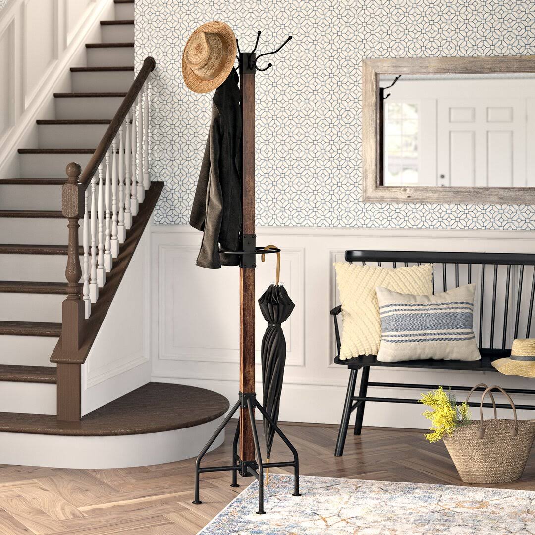 Donan 8 - Hooks Freestanding Coat Rack Color: Medium Brown/TP_FTYCJUYF