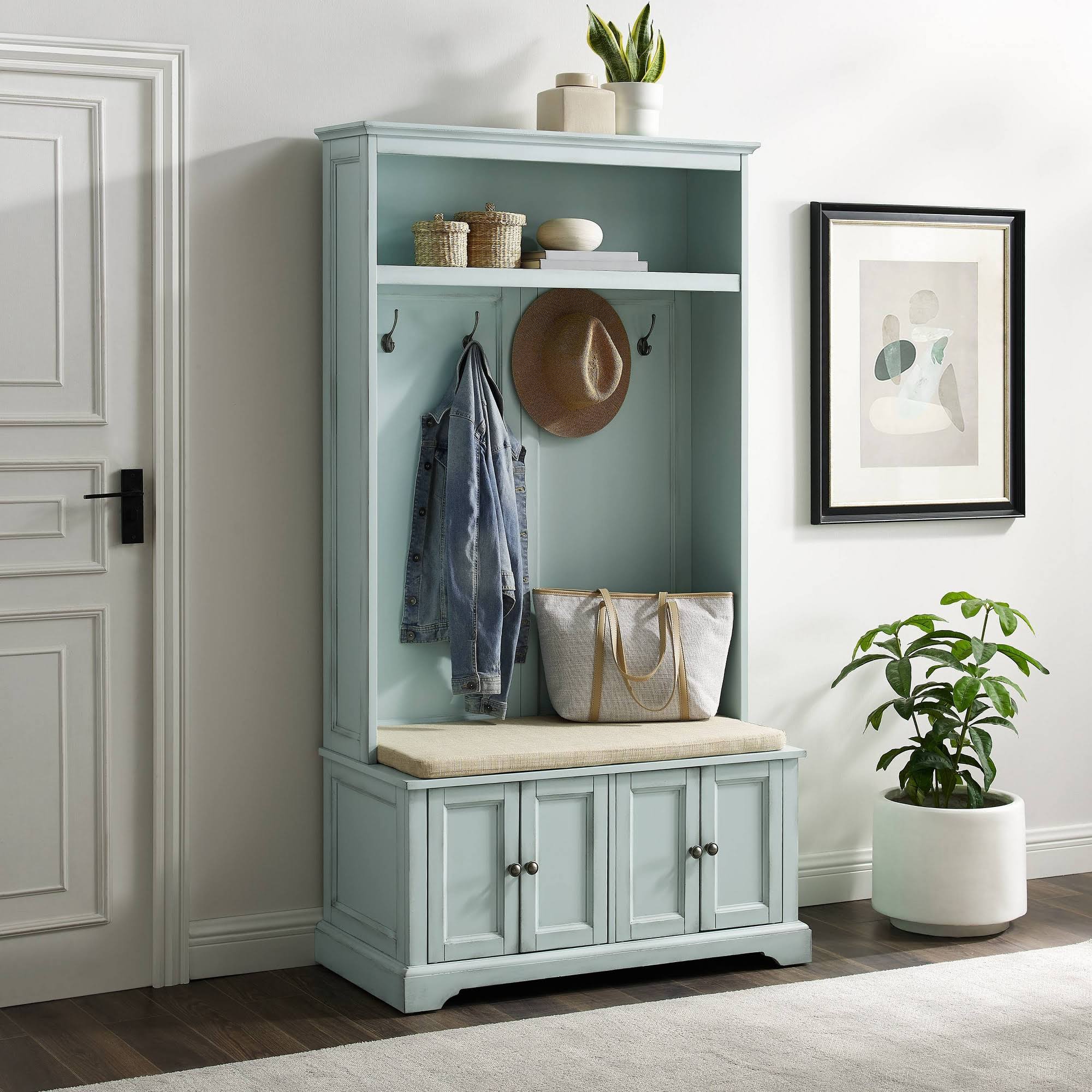 Crosley Holbrook Distressed Seafoam Blue Hall WU_6T8BX4OH