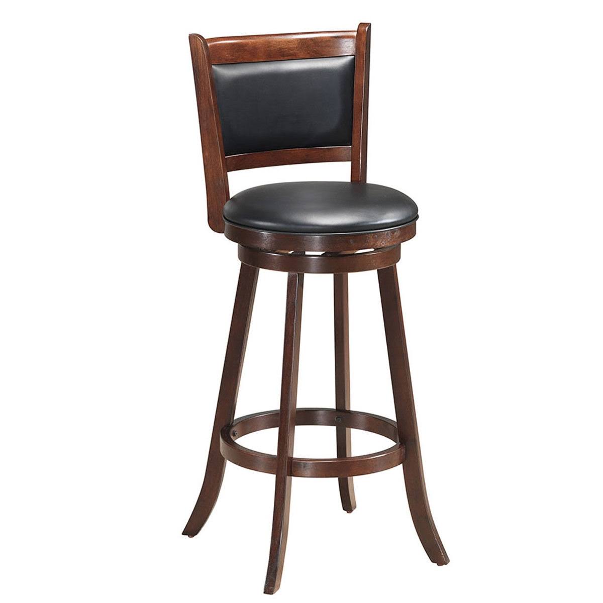 Costway Set Of 2 Bar Stools 29 Swivel Wood Dining Chair Upholstered Seat CN_HT88KY7P