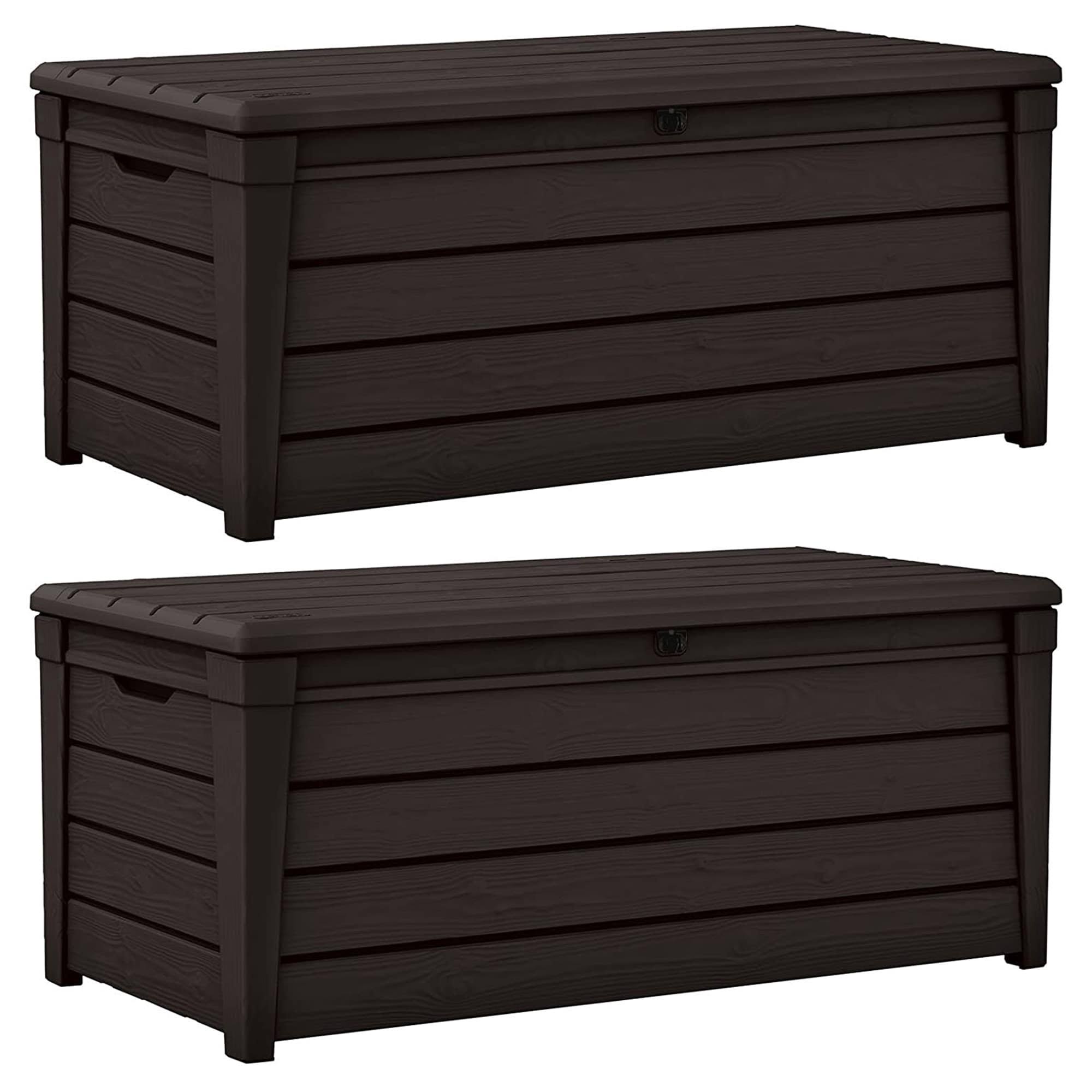 Keter Brightwood Outdoor Plastic Deck Box All-Weather Resin Storage - Anthracite Gray - 120 IJ_3RWWWHHC
