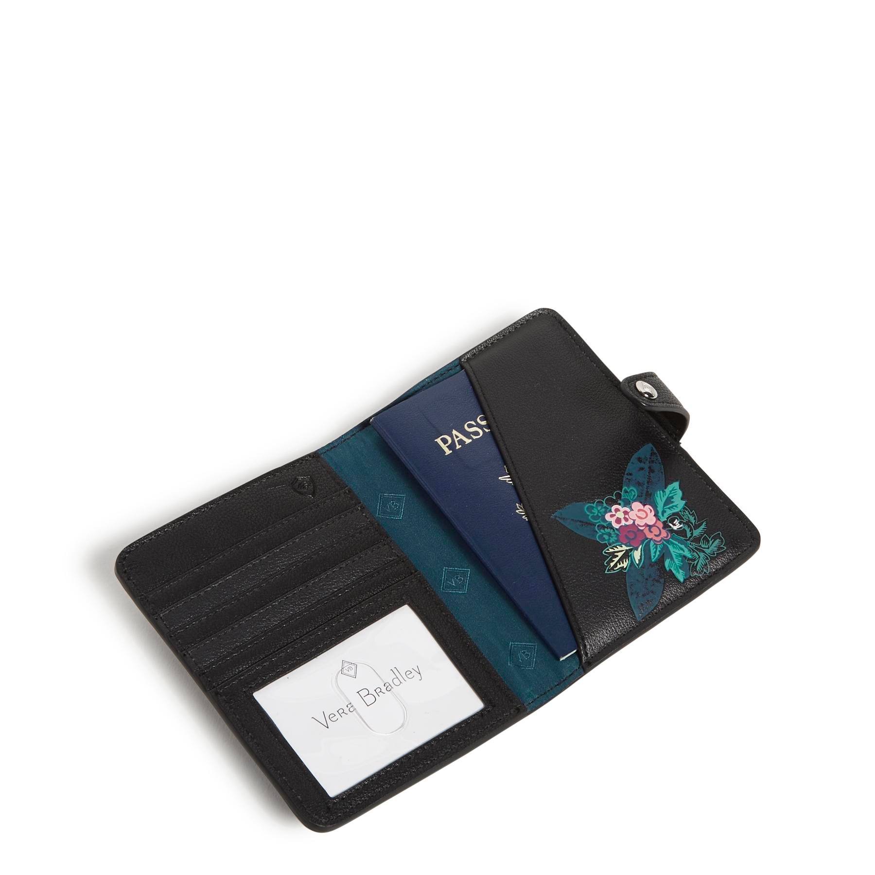 Vera Bradley Rfid Passport Wallet Women In Rose Foliage Black/RZ_PBIBSTMF