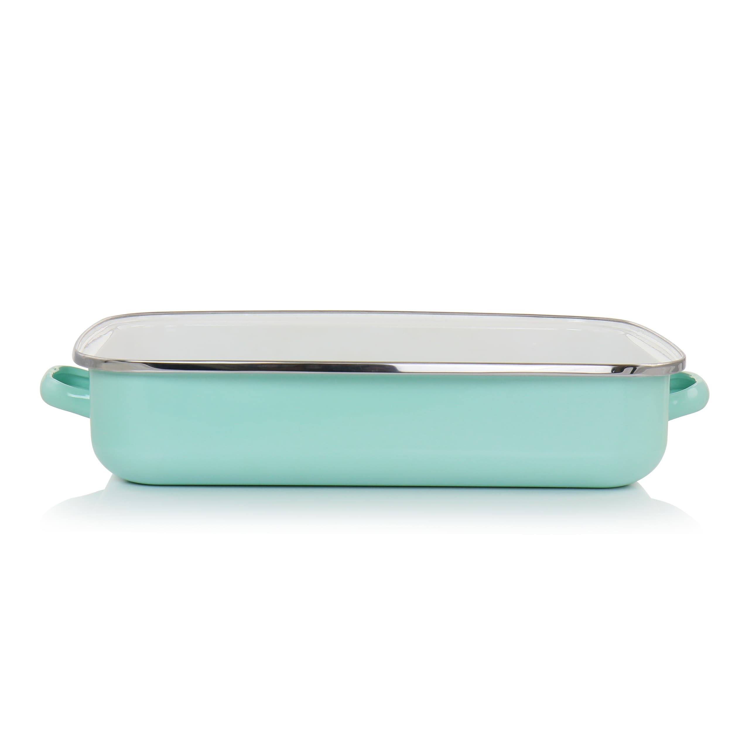 Martha Stewart 18 Enamel On Steel Roasting Pan In Mint With XV_CCZI0ULV