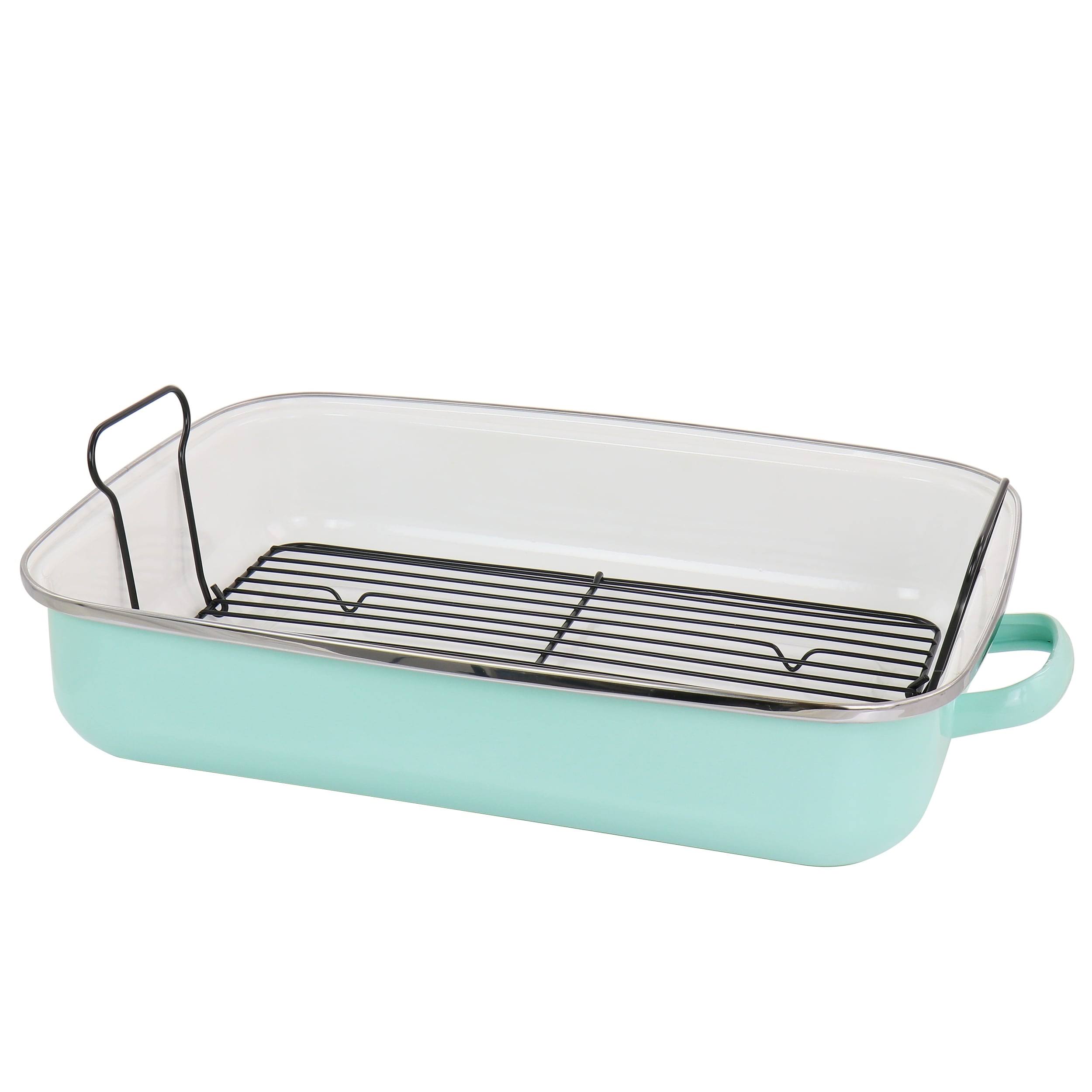Martha Stewart 18 Enamel On Steel Roasting Pan In Mint With XV_CCZI0ULV