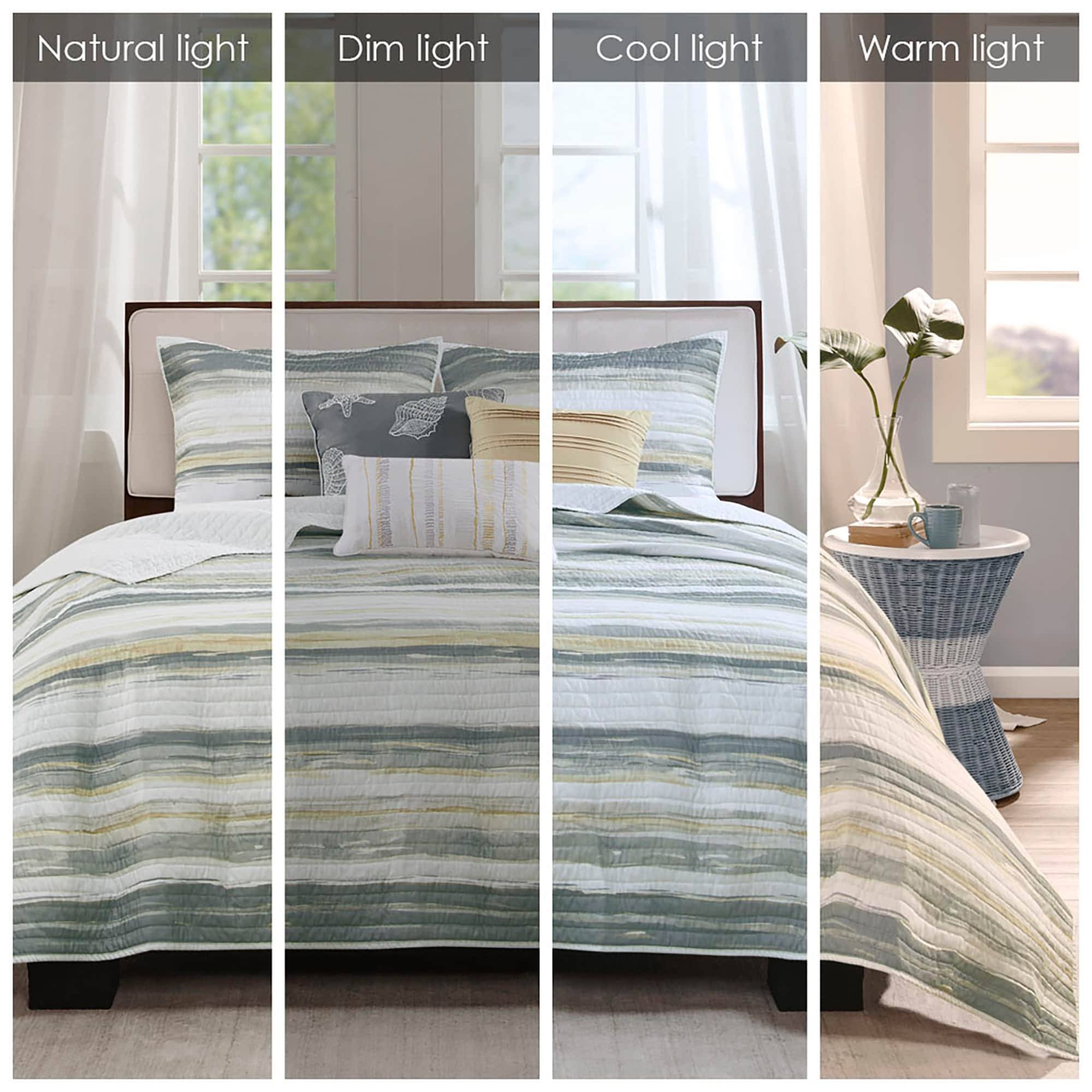 Madison Park - Marina 6 Piece Printed Quilt Set With Throw Pillows - Full/Queen - NV_CWABNXFK