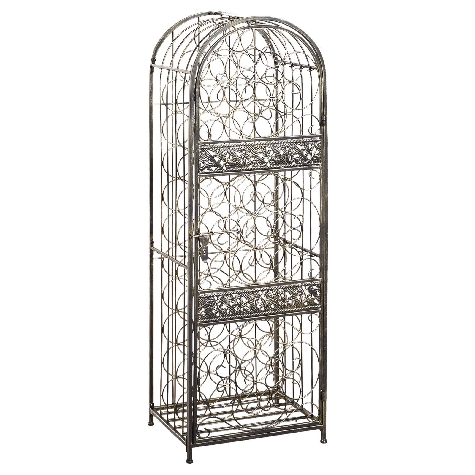 Homcom 45-Bottle Antique Bronze Wrought Iron Wine Rack Jail With X5_QBQ33LXP