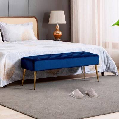 Aghvarth Upholstered Bench Mercer41 Color: Dark Blue TW_AVGMEPXJ